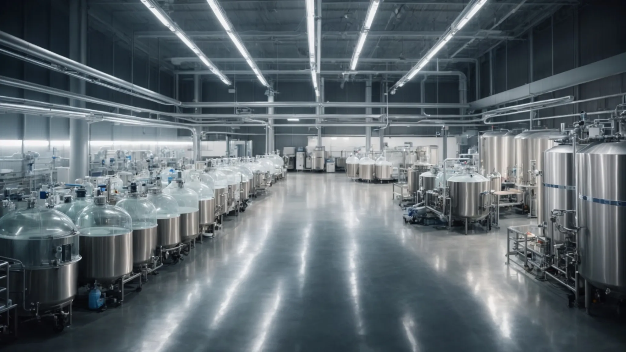a vast laboratory filled with advanced bioreactors and fermentation tanks, bathed in a soft, ambient light, symbolizing the forefront of innovation in precision fermentation.