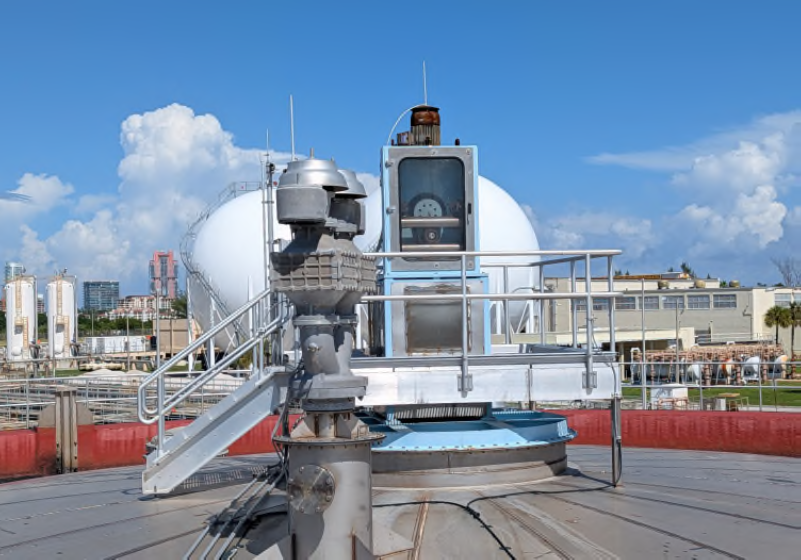 Anaerobic digester mixing system at wastewater treatment facility during site visit