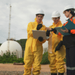 Engineers and technical personnel evaluating industrial energy infrastructure and project development operations