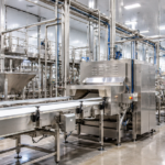 Modern food processing facility featuring stainless steel equipment and conveyor systems, illustrating infrastructure investments relevant to USDA SPUR loan guarantees.